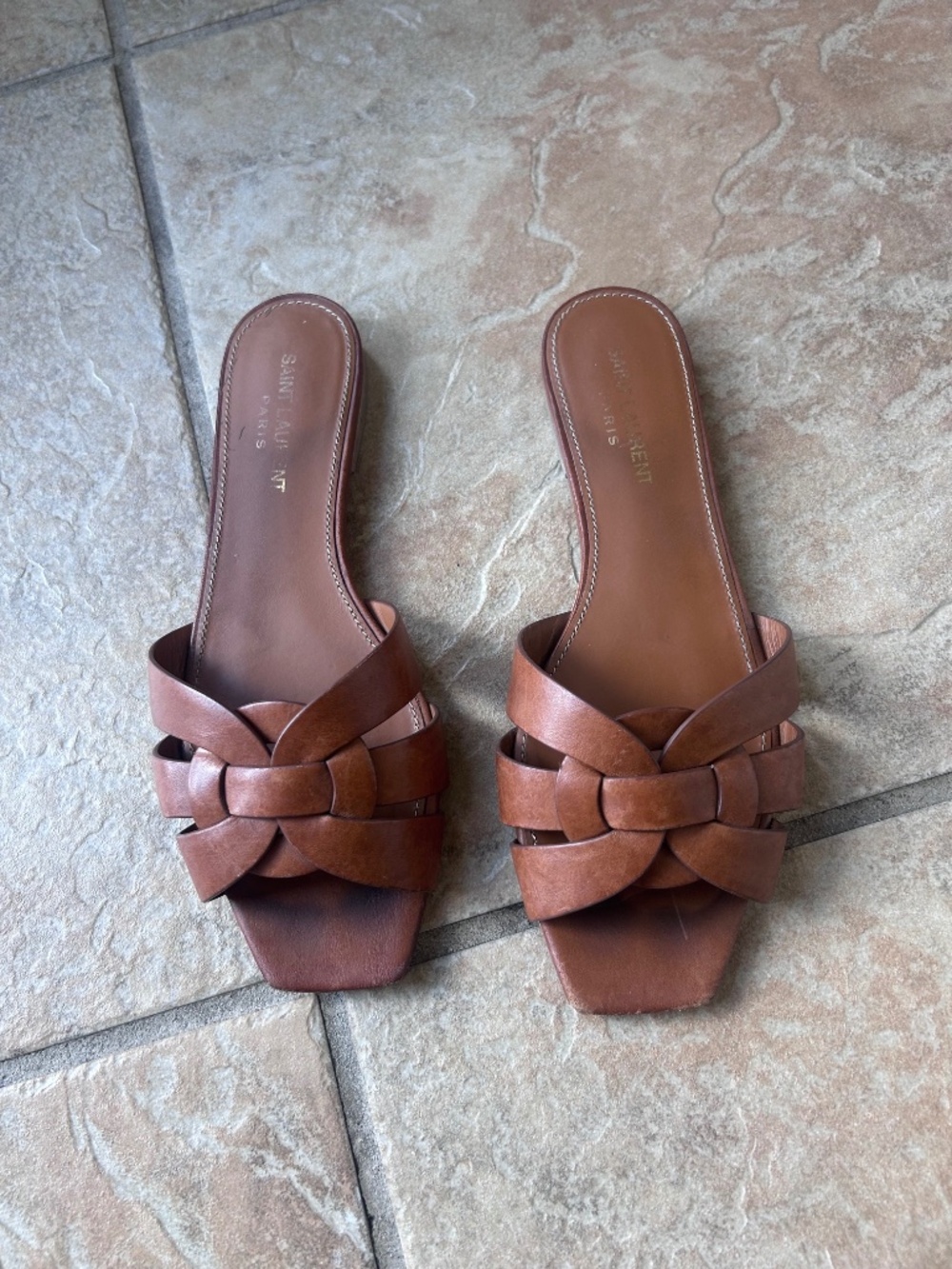 Saint Laurent Tribute leather mule sandals size 37.5